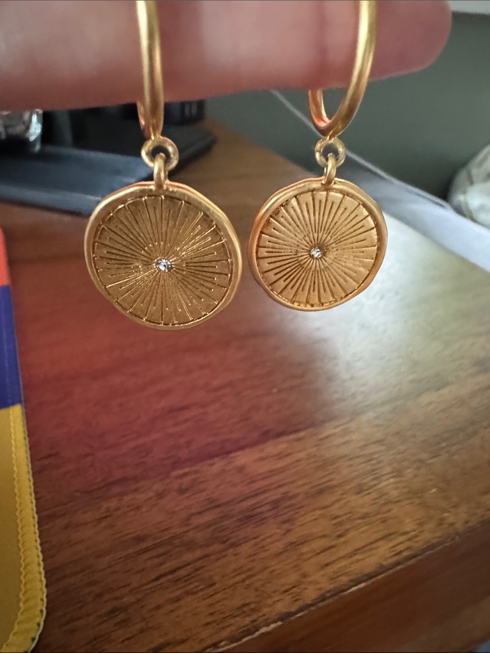 Madewell Gold Sunburst Hoop Drop Earrings